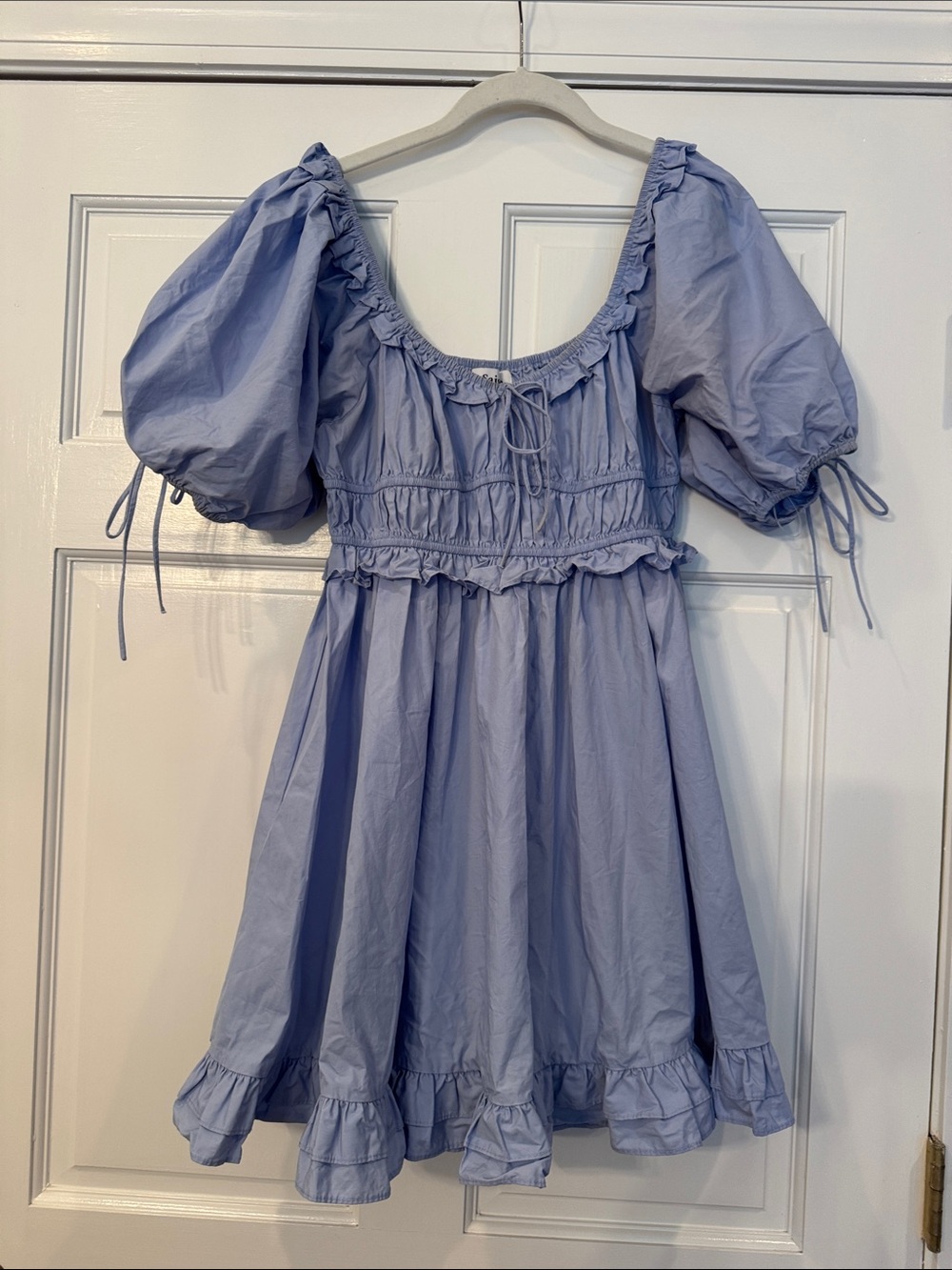 Puff Sleeve Ruffle Dress in  Blue